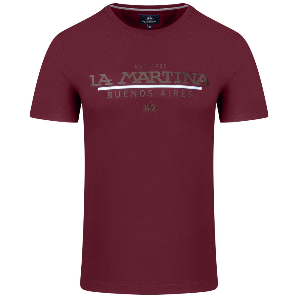 La Martina Μπορντό T-shirt C Neck - 3LMMBR008