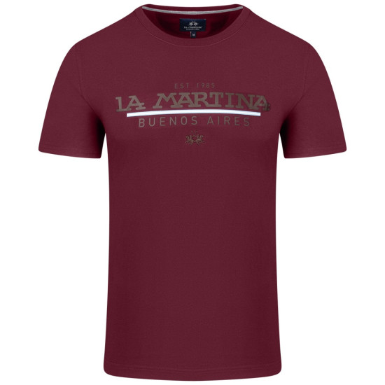 La Martina Μπορντό T-shirt C Neck - 3LMMBR008