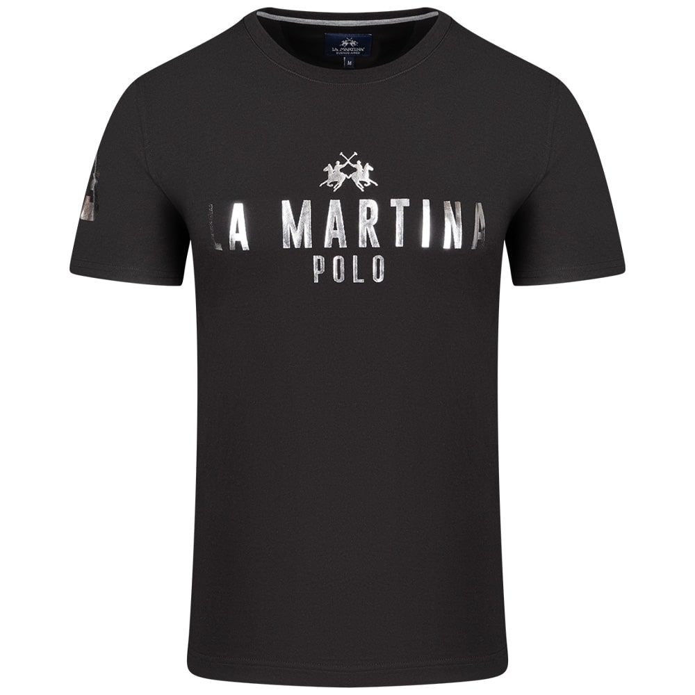 La Martina Μαύρο T-shirt C Neck - 3LMMBR322