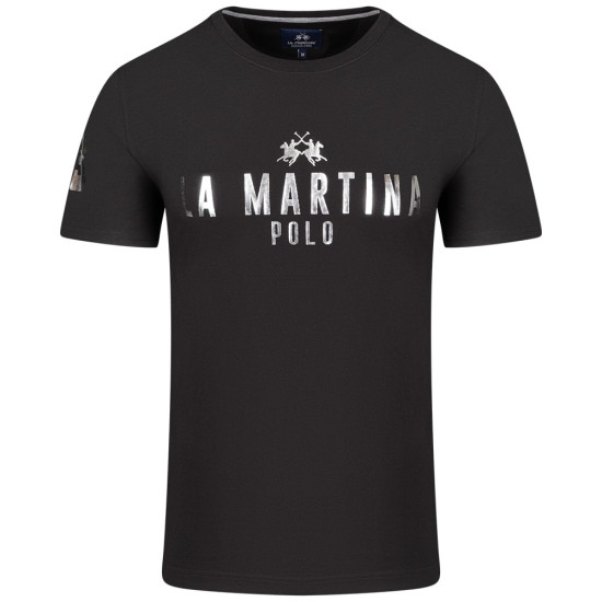 La Martina Μαύρο T-shirt C Neck - 3LMMBR322