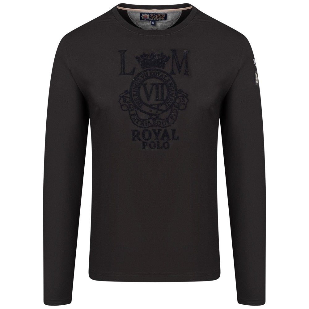 La Martina Μαύρη Μπλούζα C Neck - 3LMMBRG30