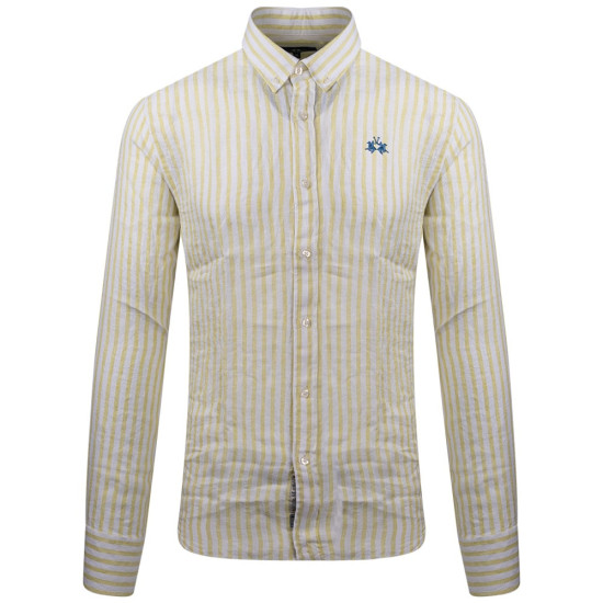 La Martina Λευκό Πουκάμισο Button Down 100% Linen - 3LMVMC034