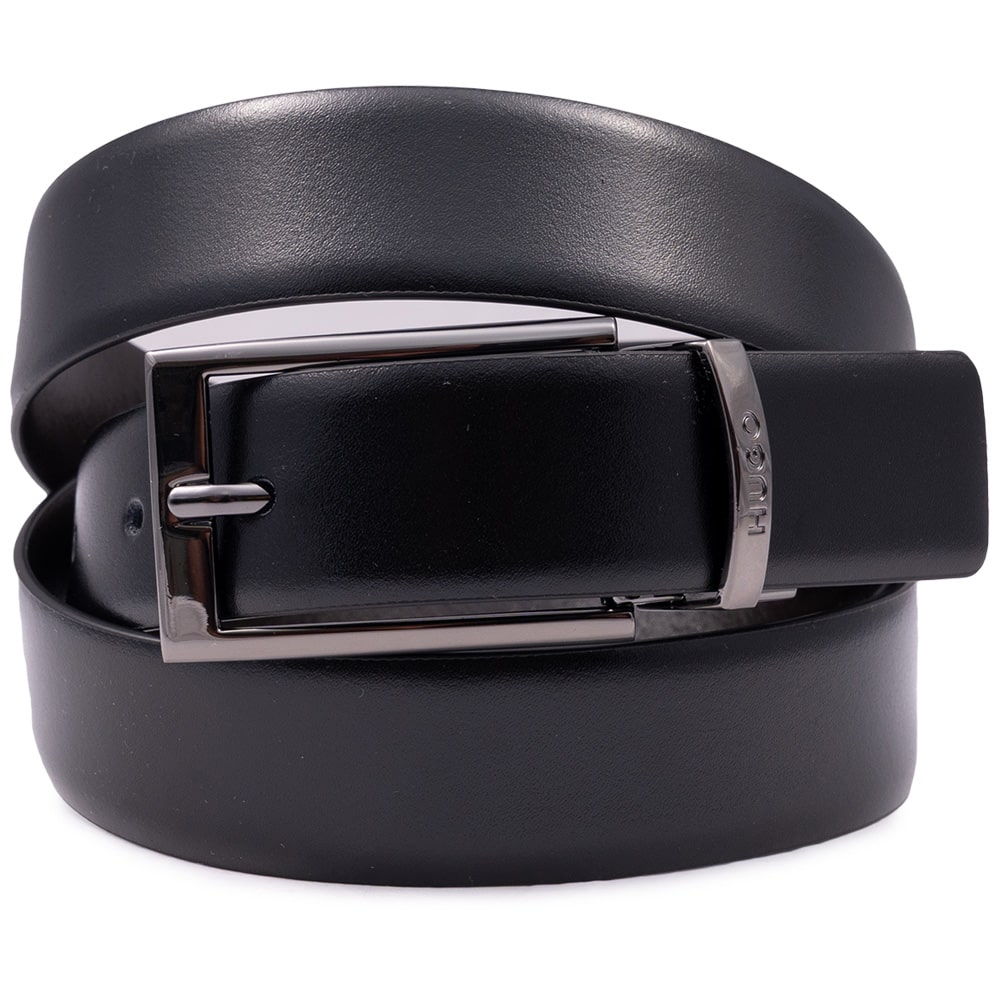 HUGO Μαύρο Καφέ Ζώνη Elvio-U Reversible Belt 100% Leather - 50307803