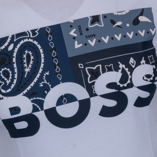 Boss T-shirt Round Neck 100% Cotton 50469663 Λευκό