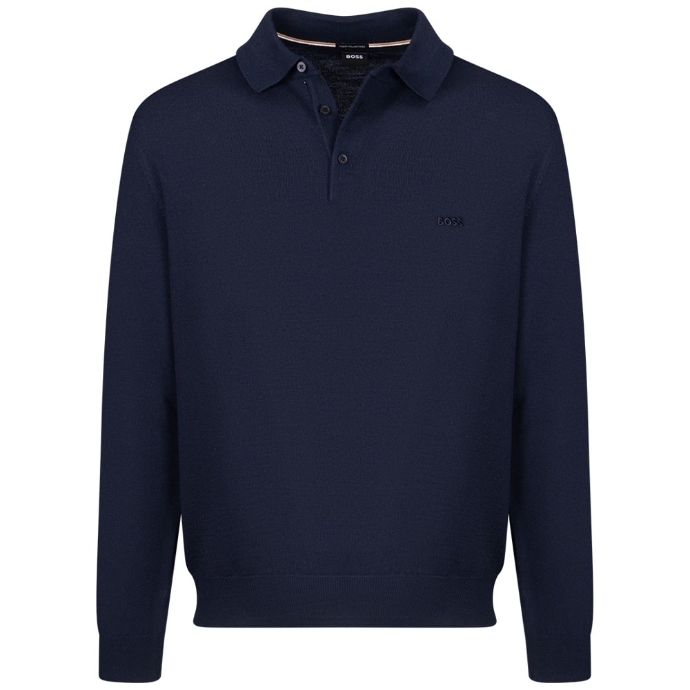 Boss Μπλε Μακρυμάνικο Polo 100% Virgin Wool - 50476357