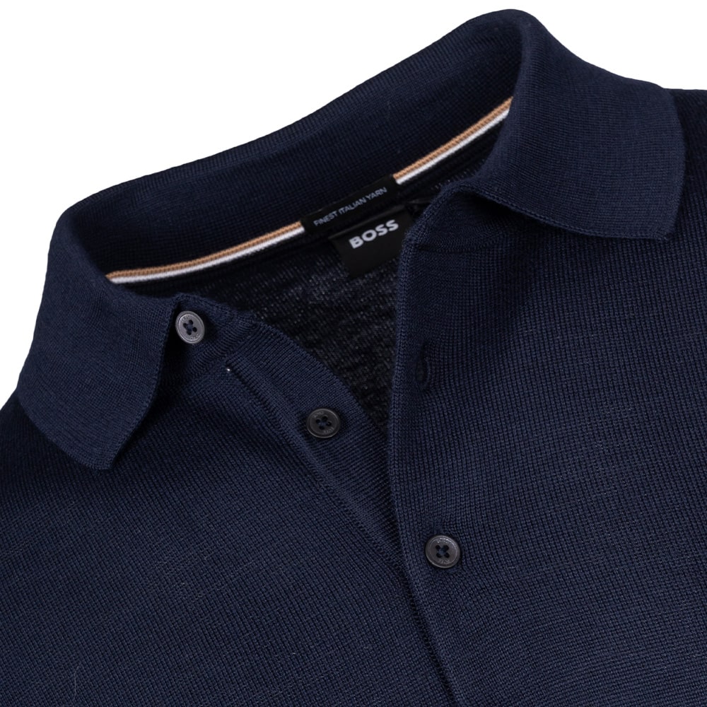 Boss Μπλε Μακρυμάνικο Polo 100% Virgin Wool - 50476357