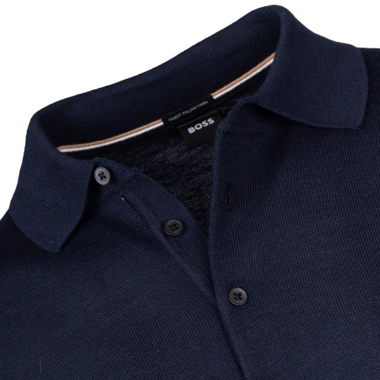 Boss Μπλε Μακρυμάνικο Polo 100% Virgin Wool - 50476357