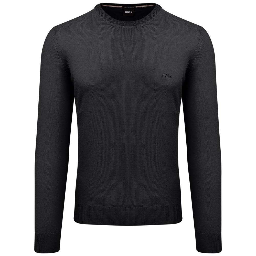 Boss Μαύρο Πουλόβερ C Neck 100% Wool - 50476364