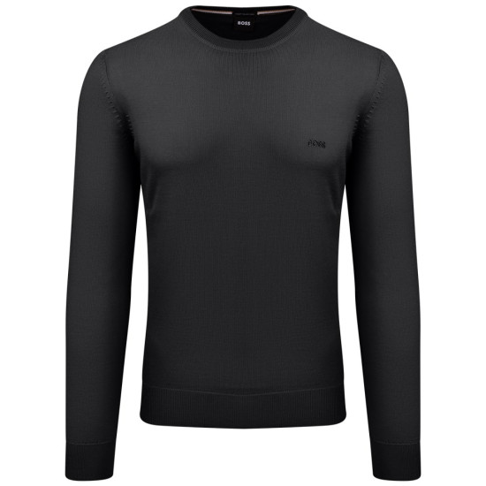 Boss Μαύρο Πουλόβερ C Neck 100% Wool - 50476364