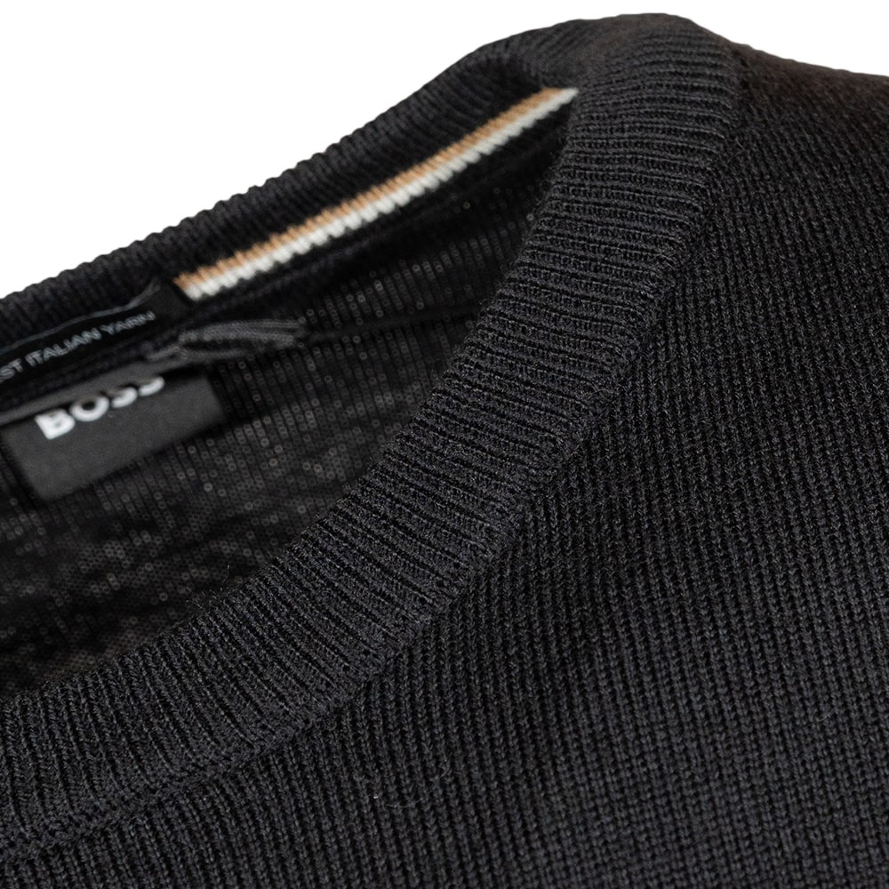 Boss Μαύρο Πουλόβερ C Neck 100% Wool - 50476364