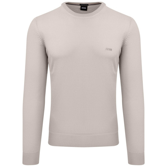 Boss Εκρού Πουλόβερ C Neck 100% Wool - 50476364