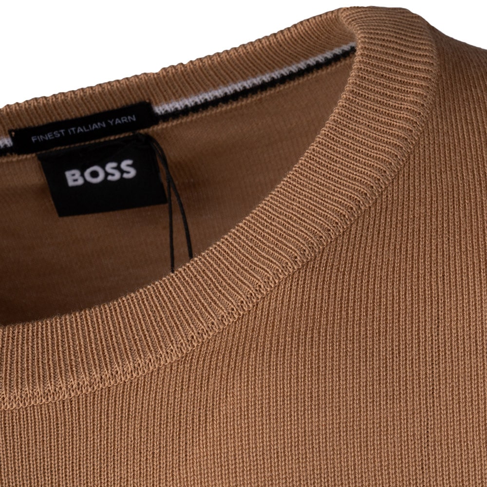 Boss Μπεζ Πουλόβερ C Neck 100% Wool - 50476364