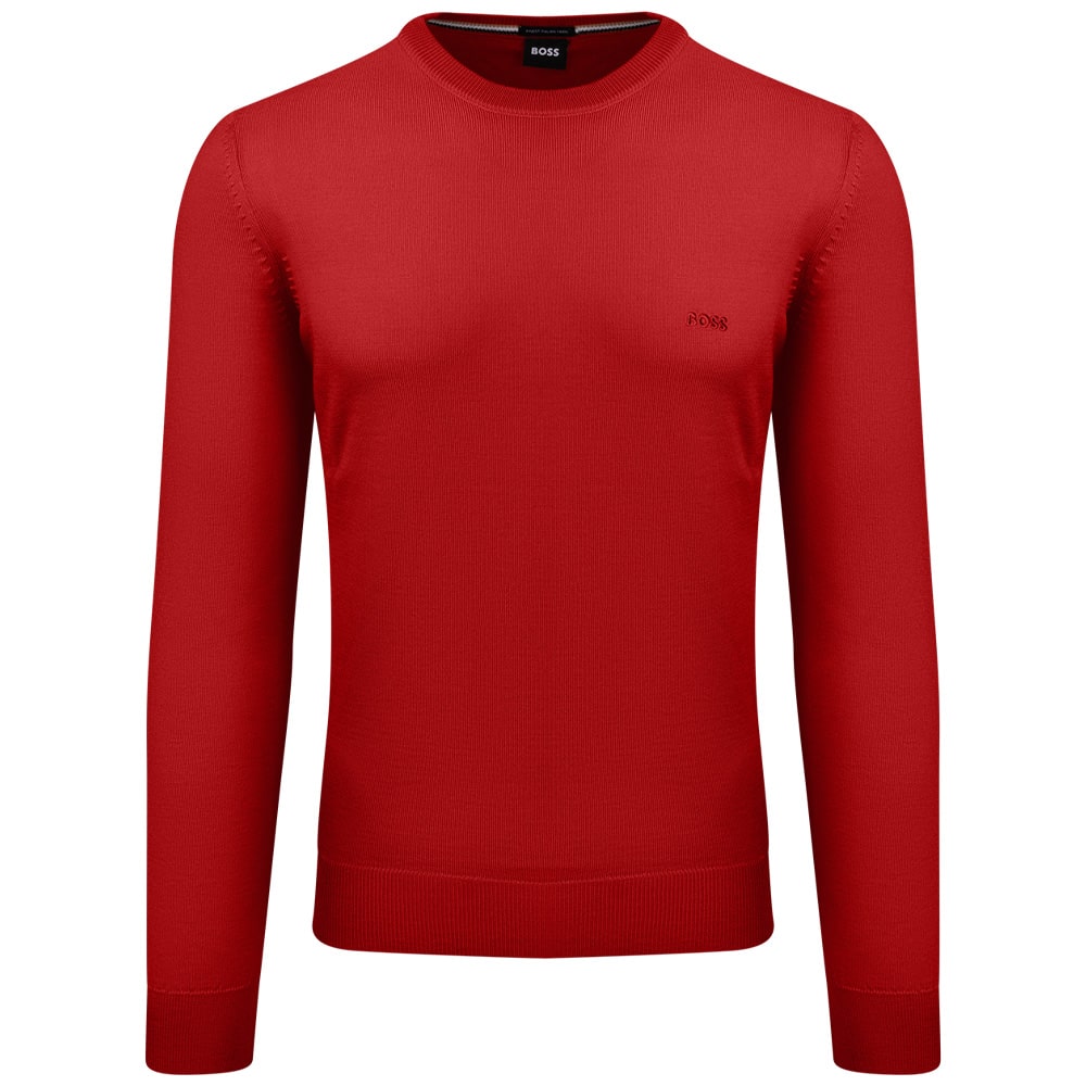 Boss Κόκκινο Πουλόβερ C Neck 100% Wool - 50476364