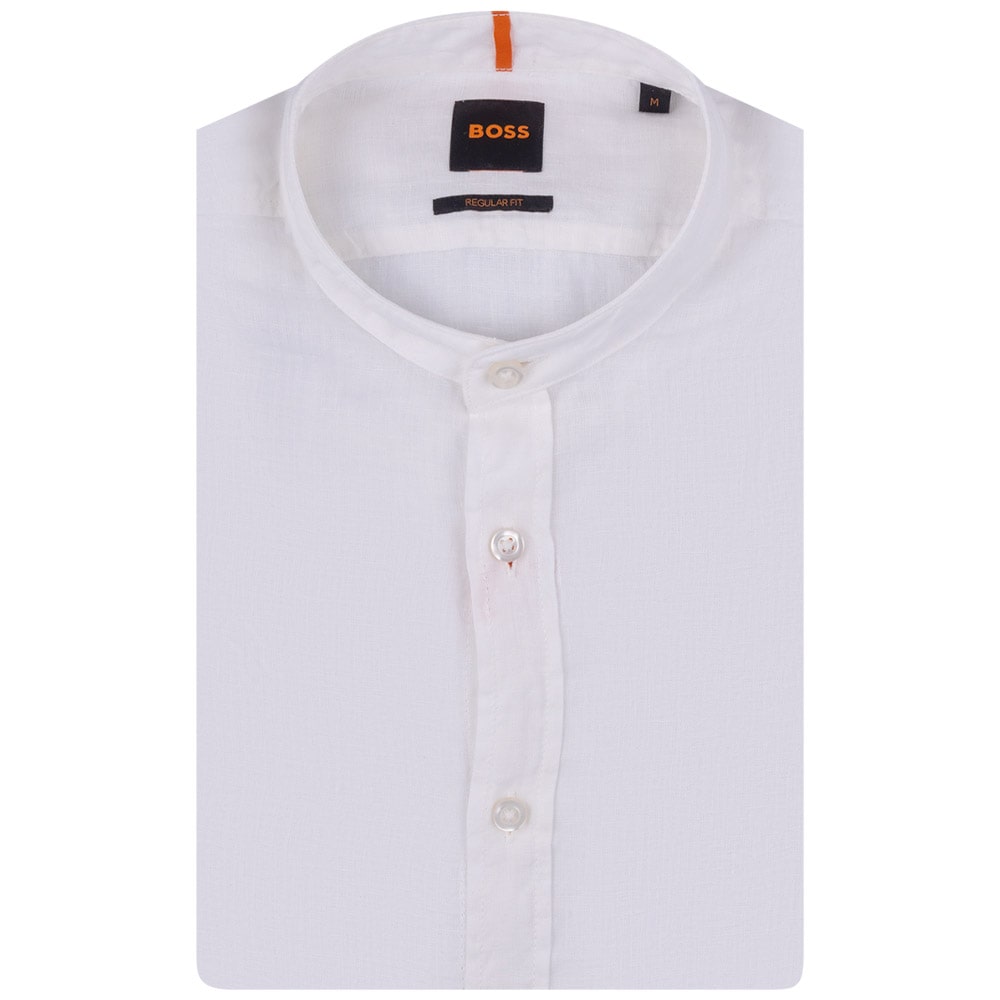 Boss Λευκό Πουκάμισο Mao 100% Linen - 50489339