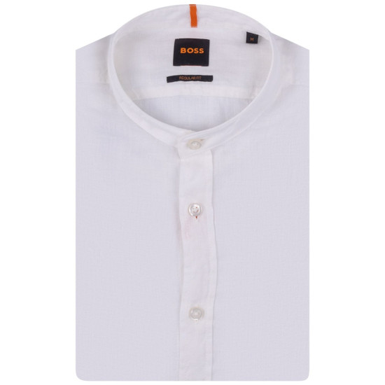 Boss Λευκό Πουκάμισο Mao 100% Linen - 50489339