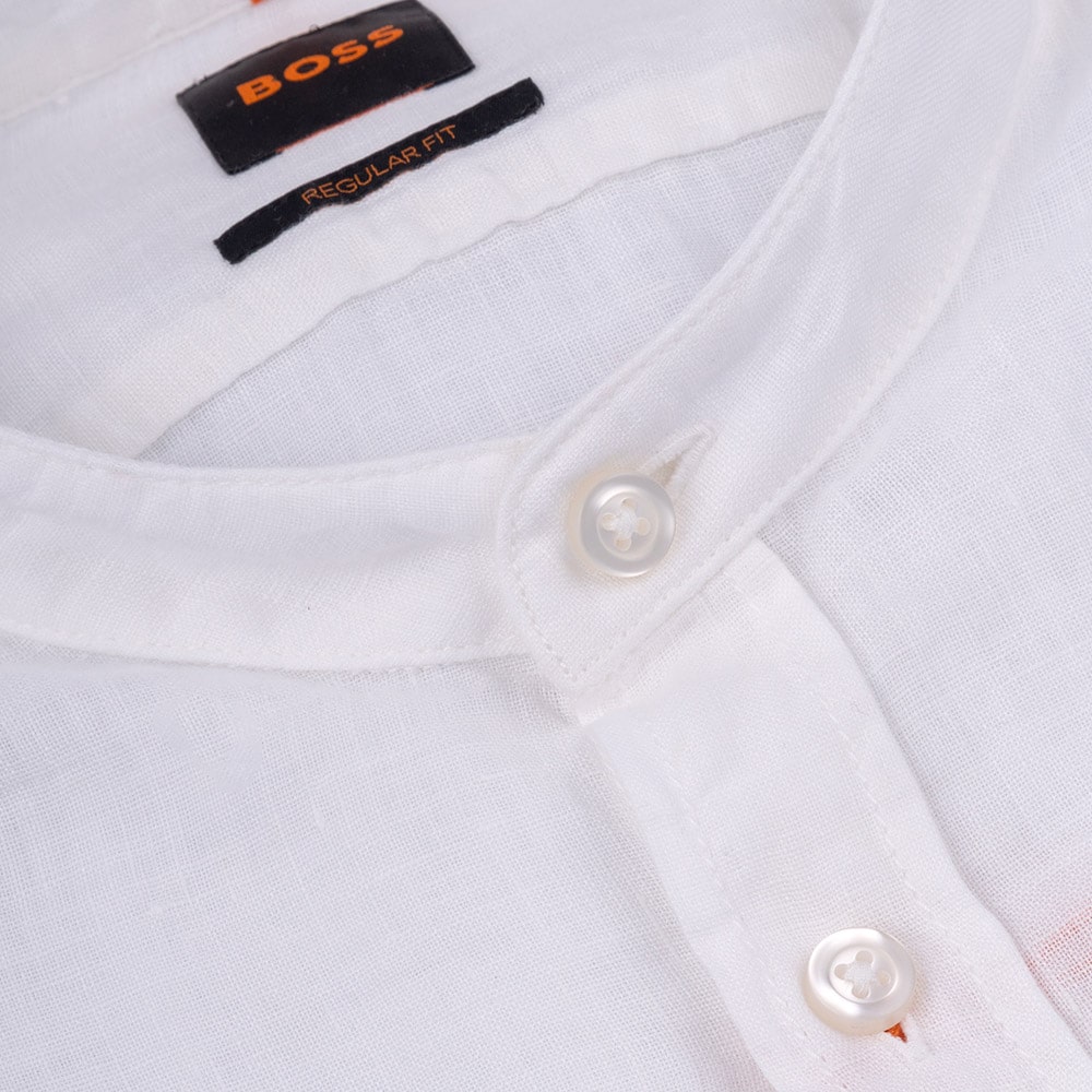 Boss Λευκό Πουκάμισο Mao 100% Linen - 50489339