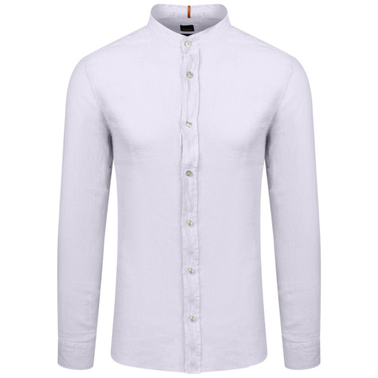 Boss Λευκό Πουκάμισο Mao 100% Linen - 50489339