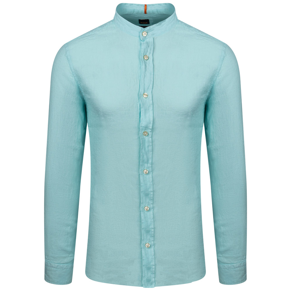 Boss Θαλασσί Πουκάμισο Mao100% Linen - 50489339