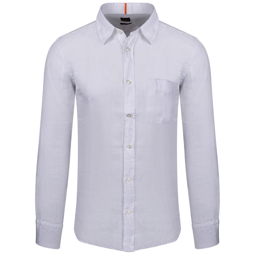 Boss Λευκό Πουκάμισο Relegant 100% Linen - 50489344