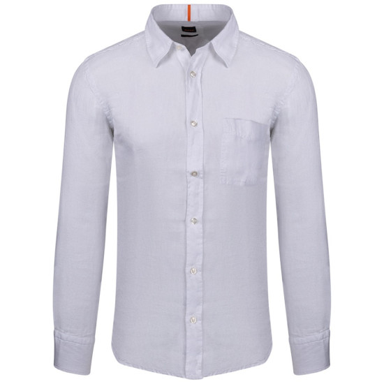 Boss Λευκό Πουκάμισο Relegant 100% Linen - 50489344