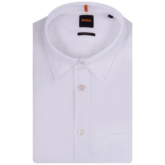 Boss Λευκό Πουκάμισο Relegant 100% Linen - 50489344