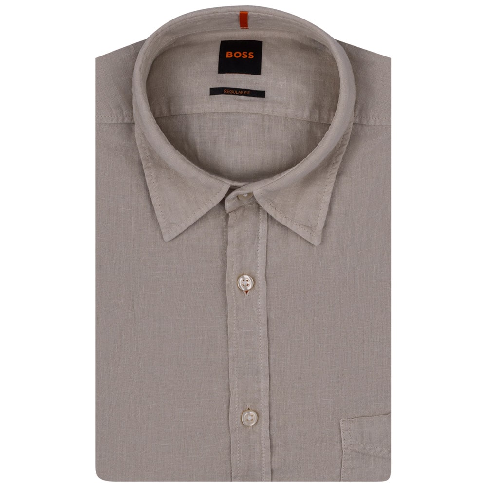 Boss Μπεζ Πουκάμισο Relegant 100% Linen - 50489344