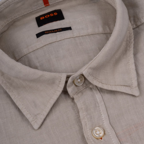 Boss Μπεζ Πουκάμισο Relegant 100% Linen - 50489344