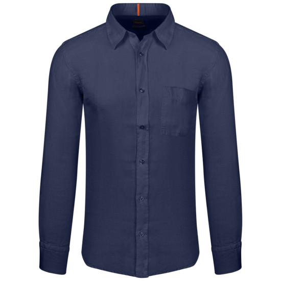 Boss Μπλε Πουκάμισο Relegant 100% Linen - 50489344
