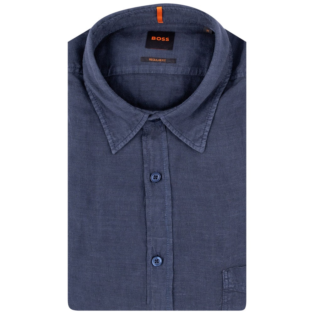 Boss Μπλε Πουκάμισο Relegant 100% Linen - 50489344