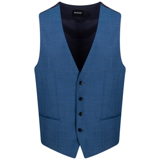 Boss Γιλέκο 100% Virgin wool 50489353 H-Huge-Vest-MM-224 Μπλε