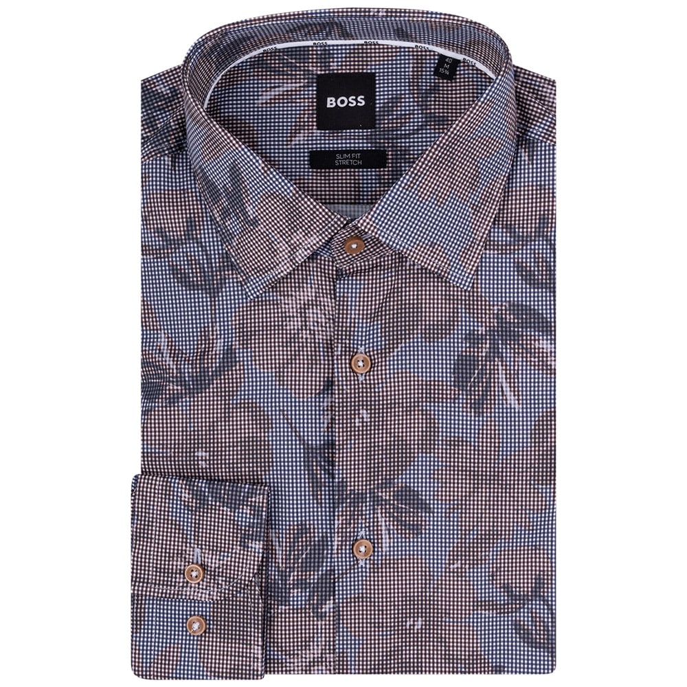 Boss Μπλε Πουκάμισο με Σχέδιο - 50496577