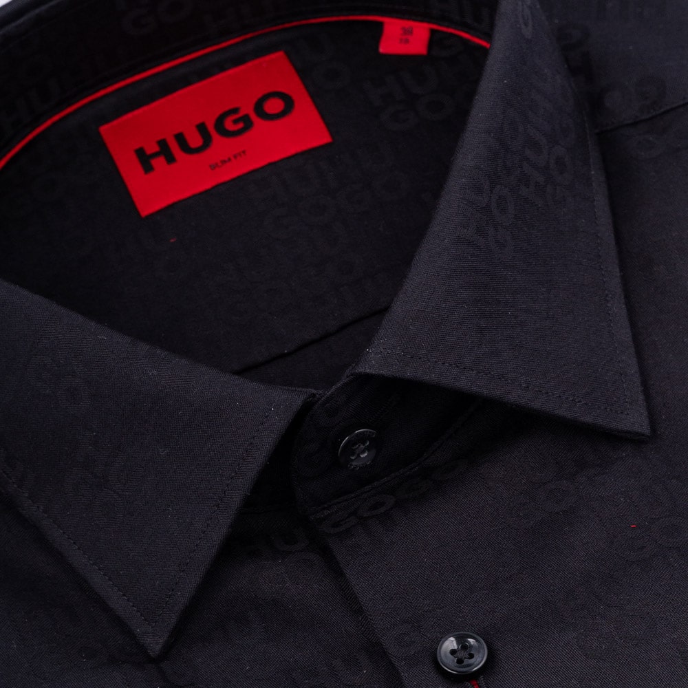 Hugo Μαύρο Πουκάμισο Με Σχέδιο Kenno - 50500965