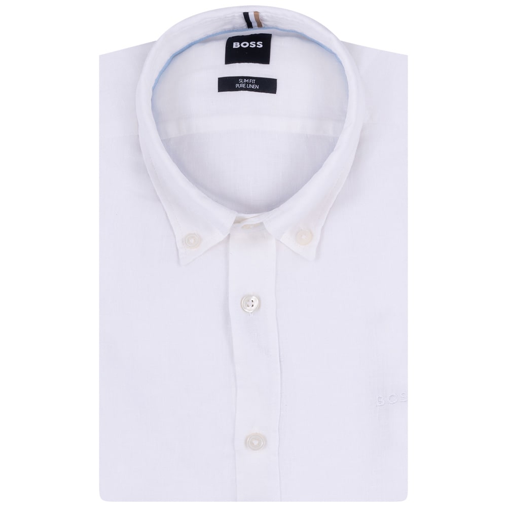 Boss Λευκό Πουκάμισο Button Down 100% Linen - 50520283