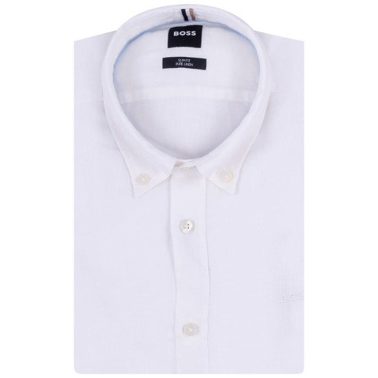 Boss Λευκό Πουκάμισο Button Down 100% Linen - 50520283