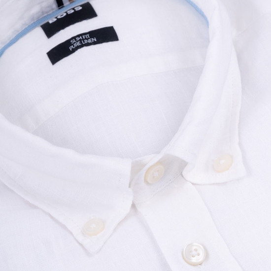 Boss Λευκό Πουκάμισο Button Down 100% Linen - 50520283