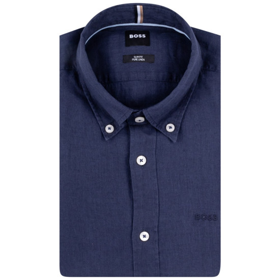 Boss Μπλε Σκούρο Πουκάμισο Button Down 100% Linen - 50520283