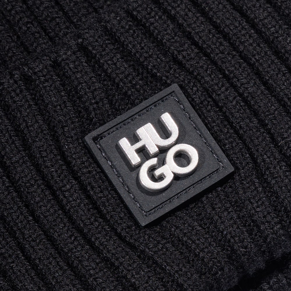 Hugo Μαύρος Σκούφος Xola Metal 100% Virgin Wool - 50527250