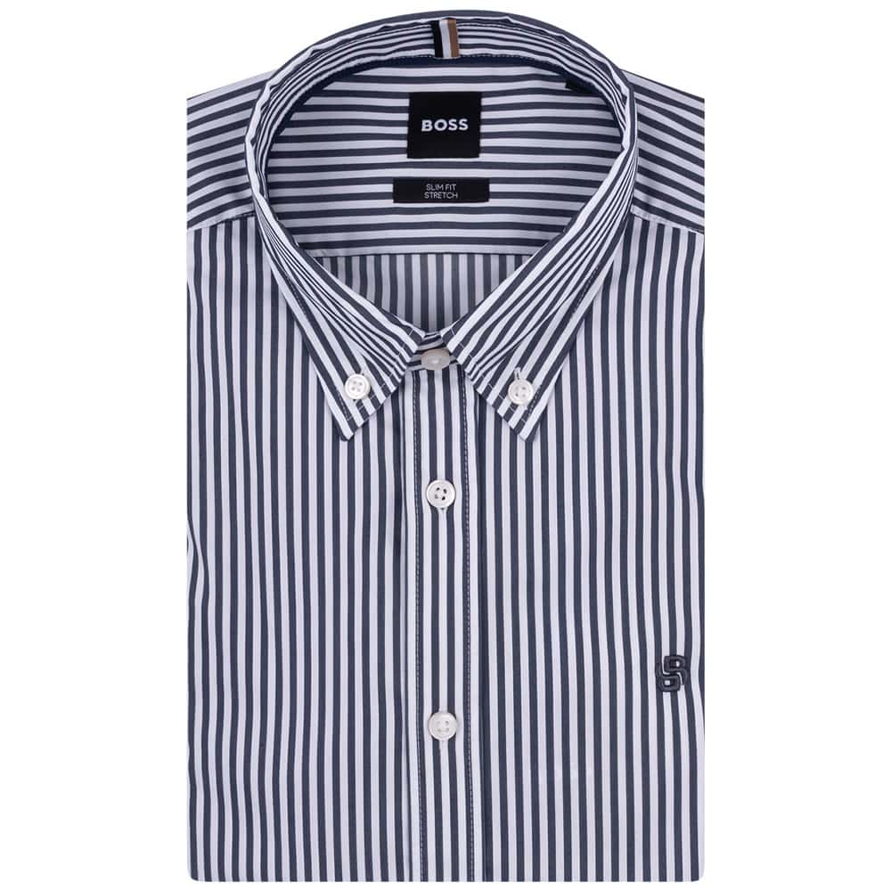 Boss Μπλε Πουκάμισο Ριγέ Button Down - 50545235