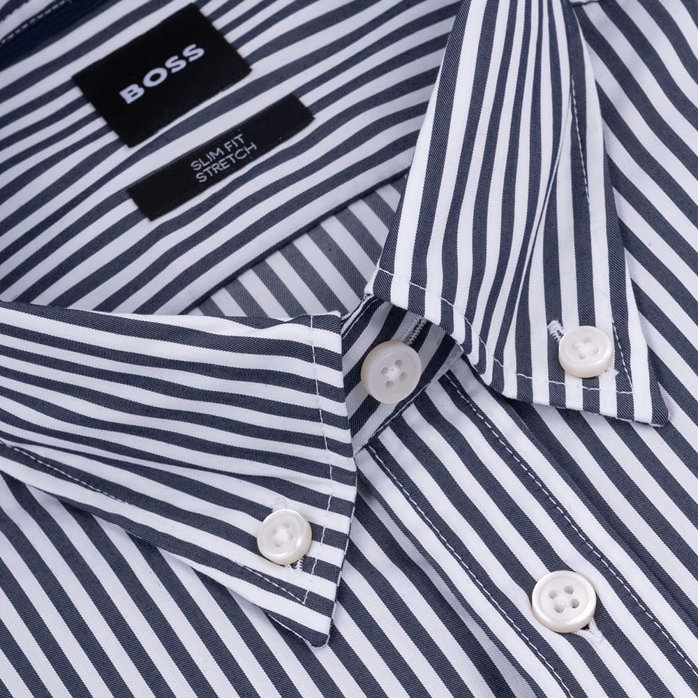 Boss Μπλε Πουκάμισο Ριγέ Button Down - 50545235