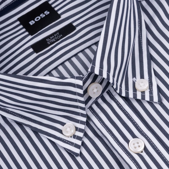Boss Μπλε Πουκάμισο Ριγέ Button Down - 50545235