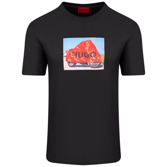 Hugo Μαύρο T-shirt C Neck Dostino - 50557674