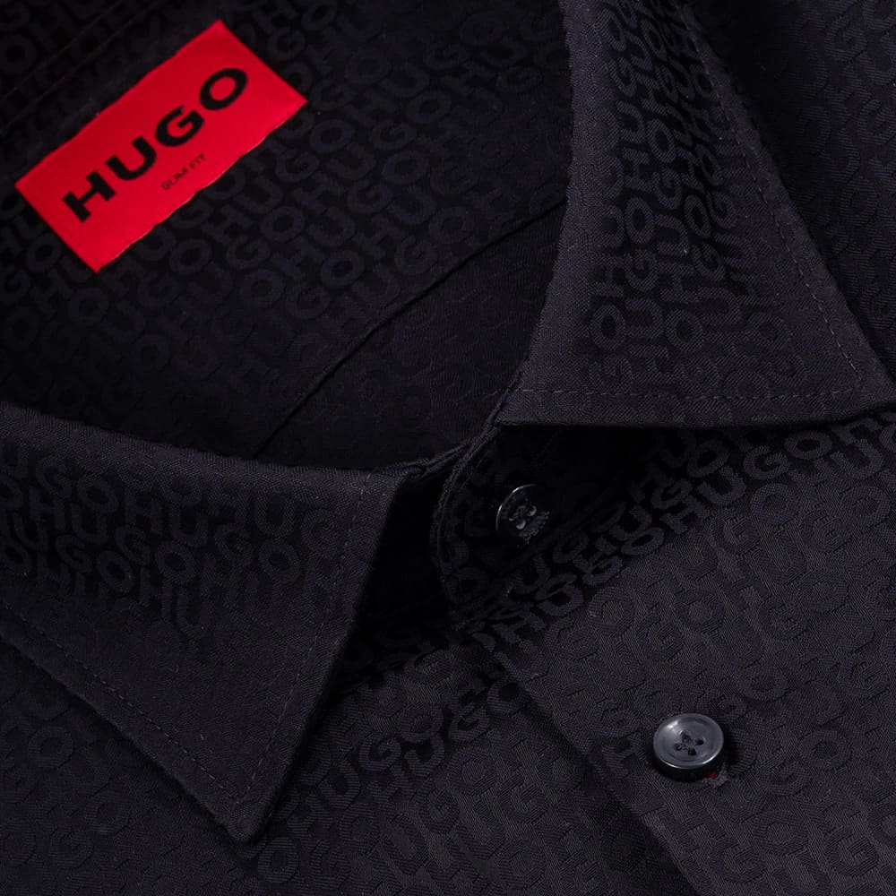 Hugo Μαύρο Πουκάμισο Kenno Με Μικροσχέδιο - 50566214