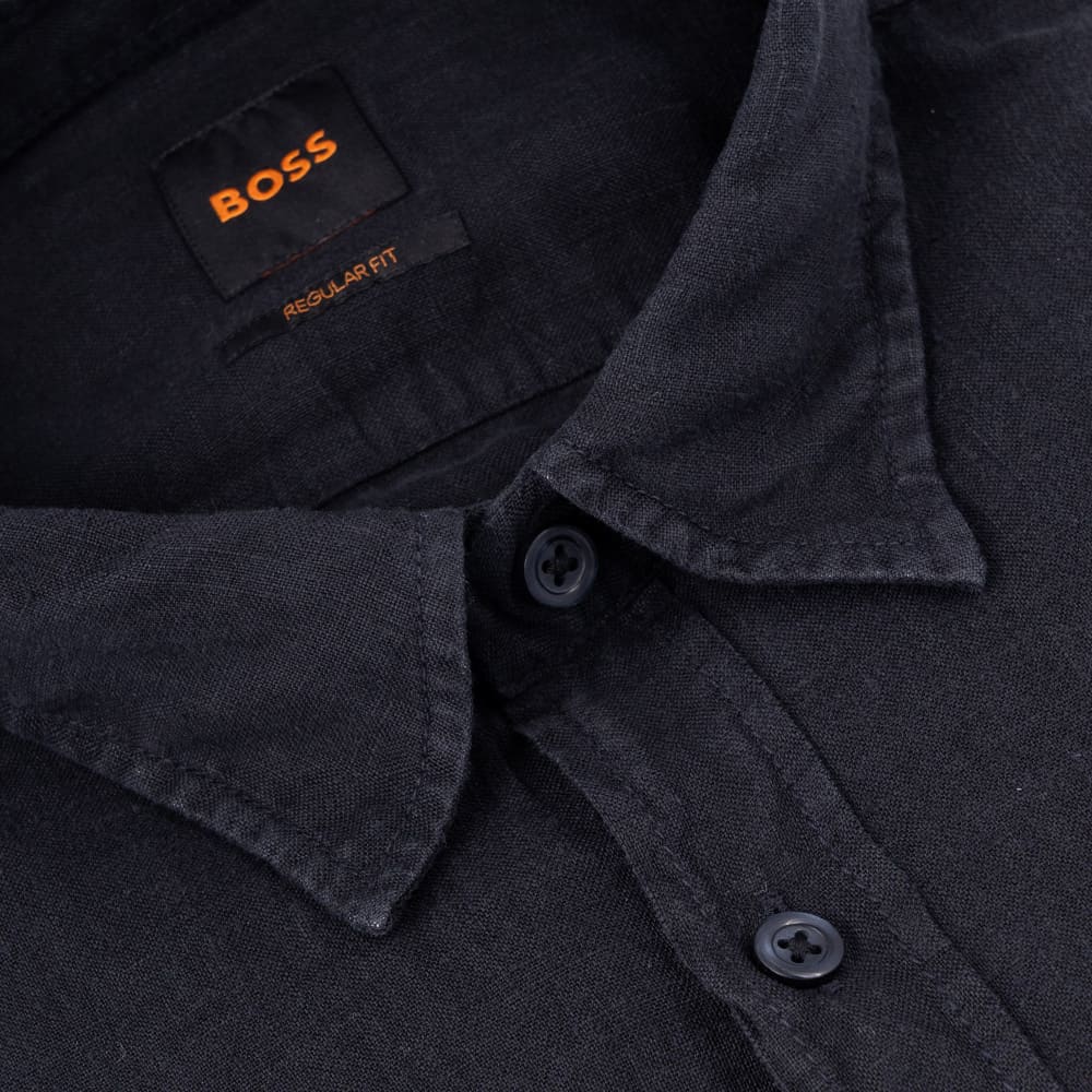 Boss Μαύρο Πουκάμισο 100% Λινό - 50567579