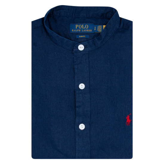 Polo Ralph Lauren Πουκάμισο Mao 100% Linen 710801500004 Μπλε