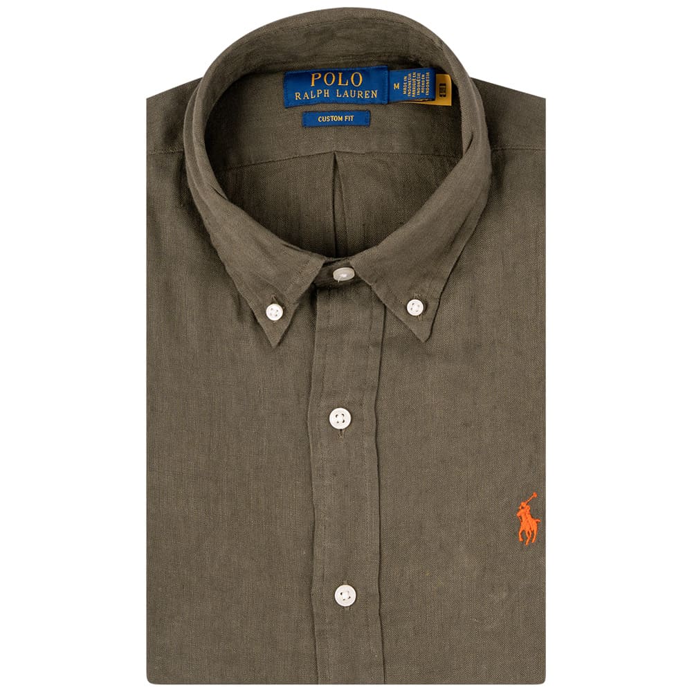 Polo Ralph Lauren Λαδί Πουκάμισο Button Down 100% Λινό - 710966294004