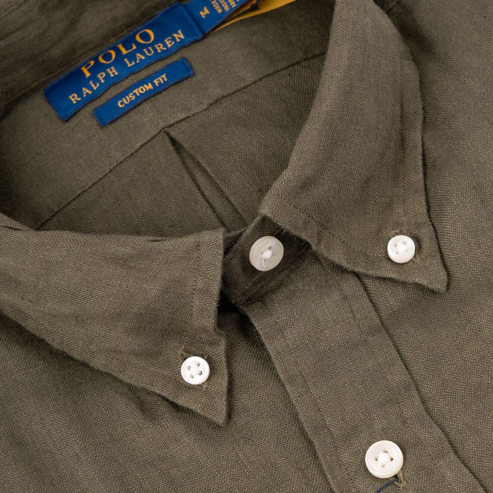 Polo Ralph Lauren Λαδί Πουκάμισο Button Down 100% Λινό - 710966294004