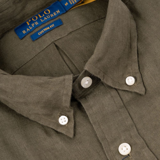 Polo Ralph Lauren Λαδί Πουκάμισο Button Down 100% Λινό - 710966294004