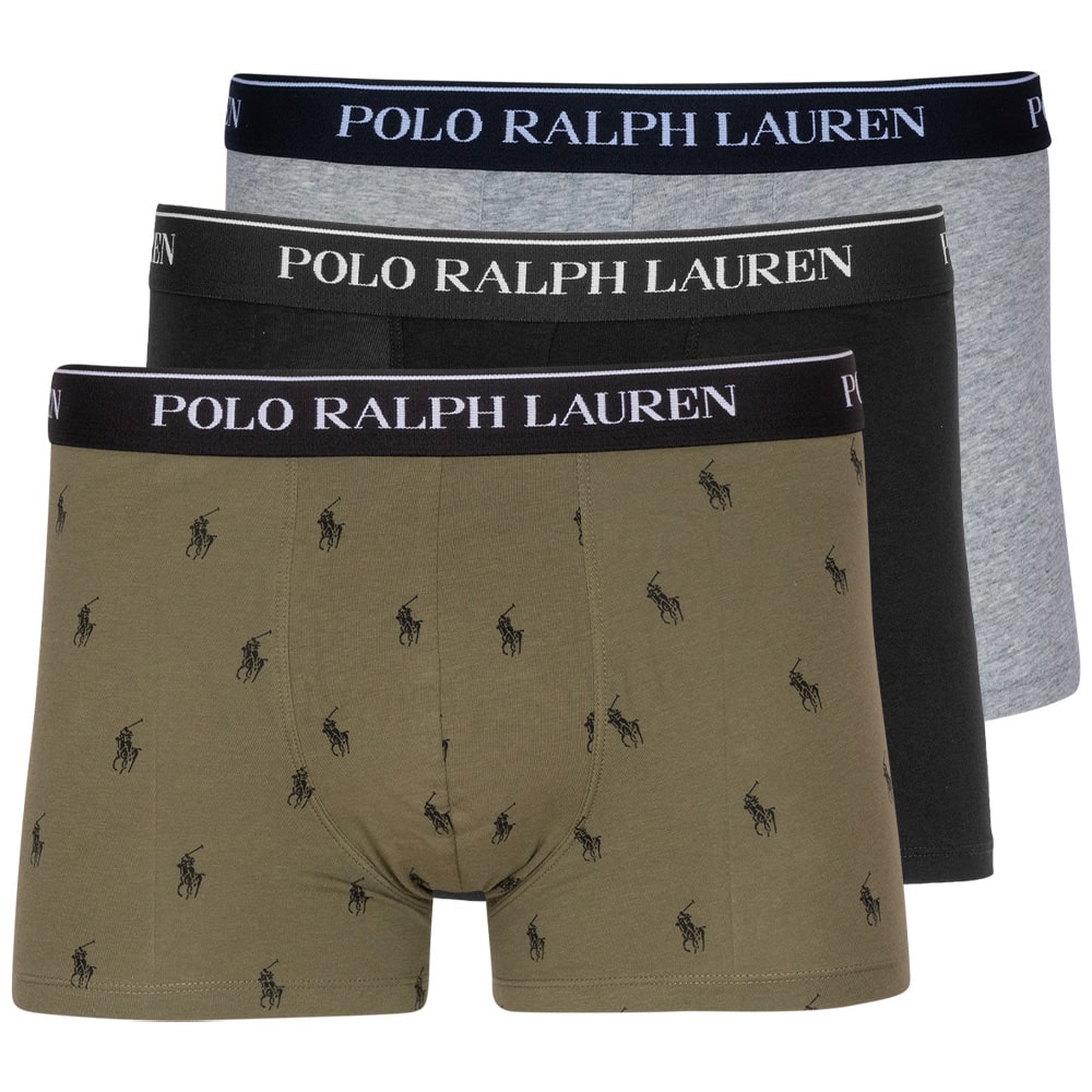 Polo Ralph Lauren Μαύρο/Γκρι/Λαδί Boxer 3pcs - 714830299122