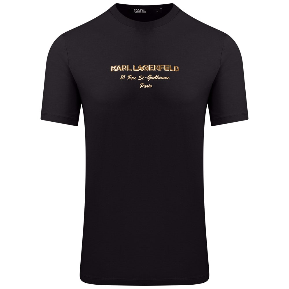 Karl Lagerfeld T-shirt O-Neck 100% Cotton 755035 532224 Μαύρο