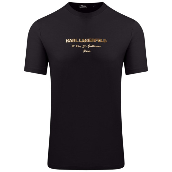 Karl Lagerfeld T-shirt O-Neck 100% Cotton 755035 532224 Μαύρο